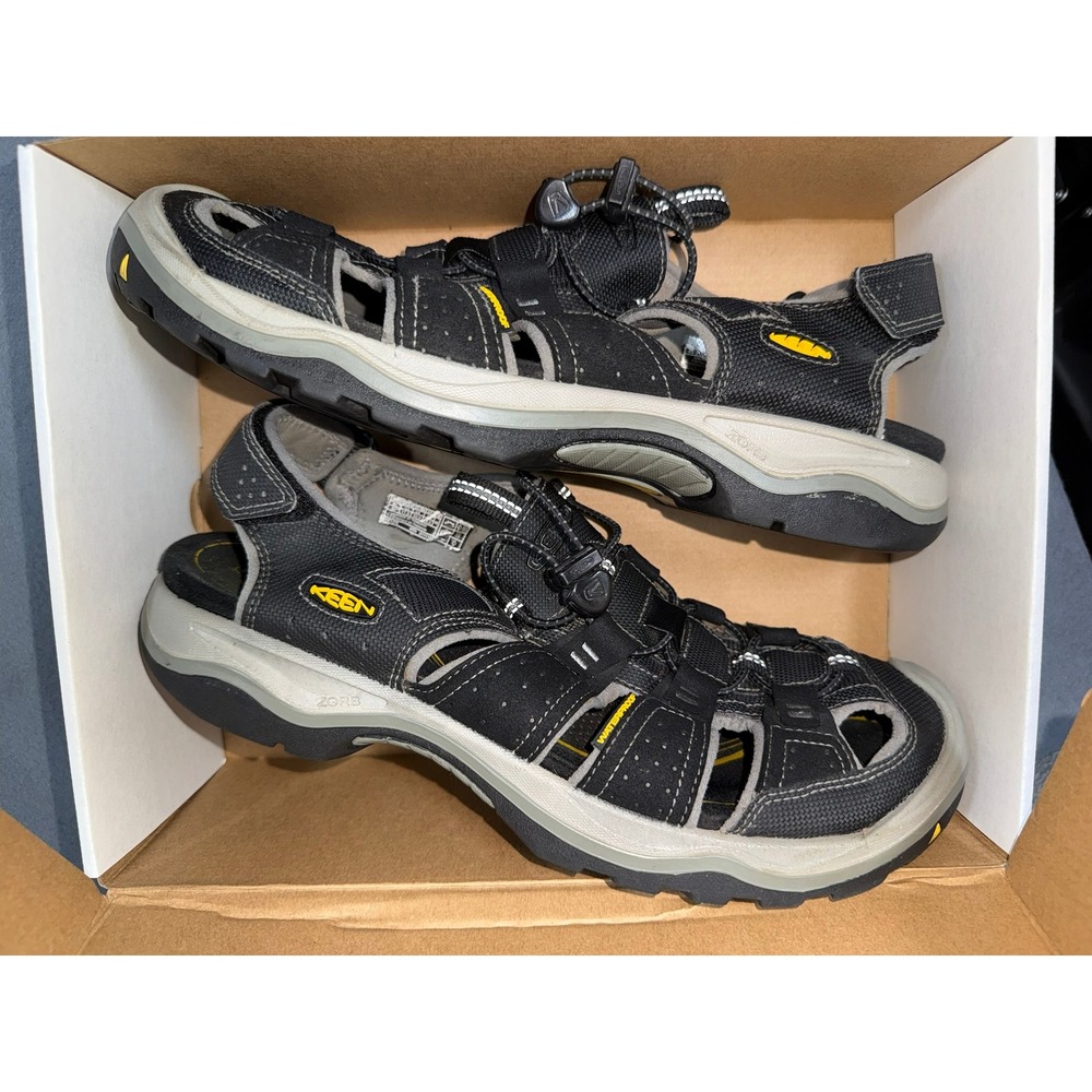 KEEN Rialto II H2 Waterproof Leather Closed Toe Hiking Sandals Black Mens 11.5